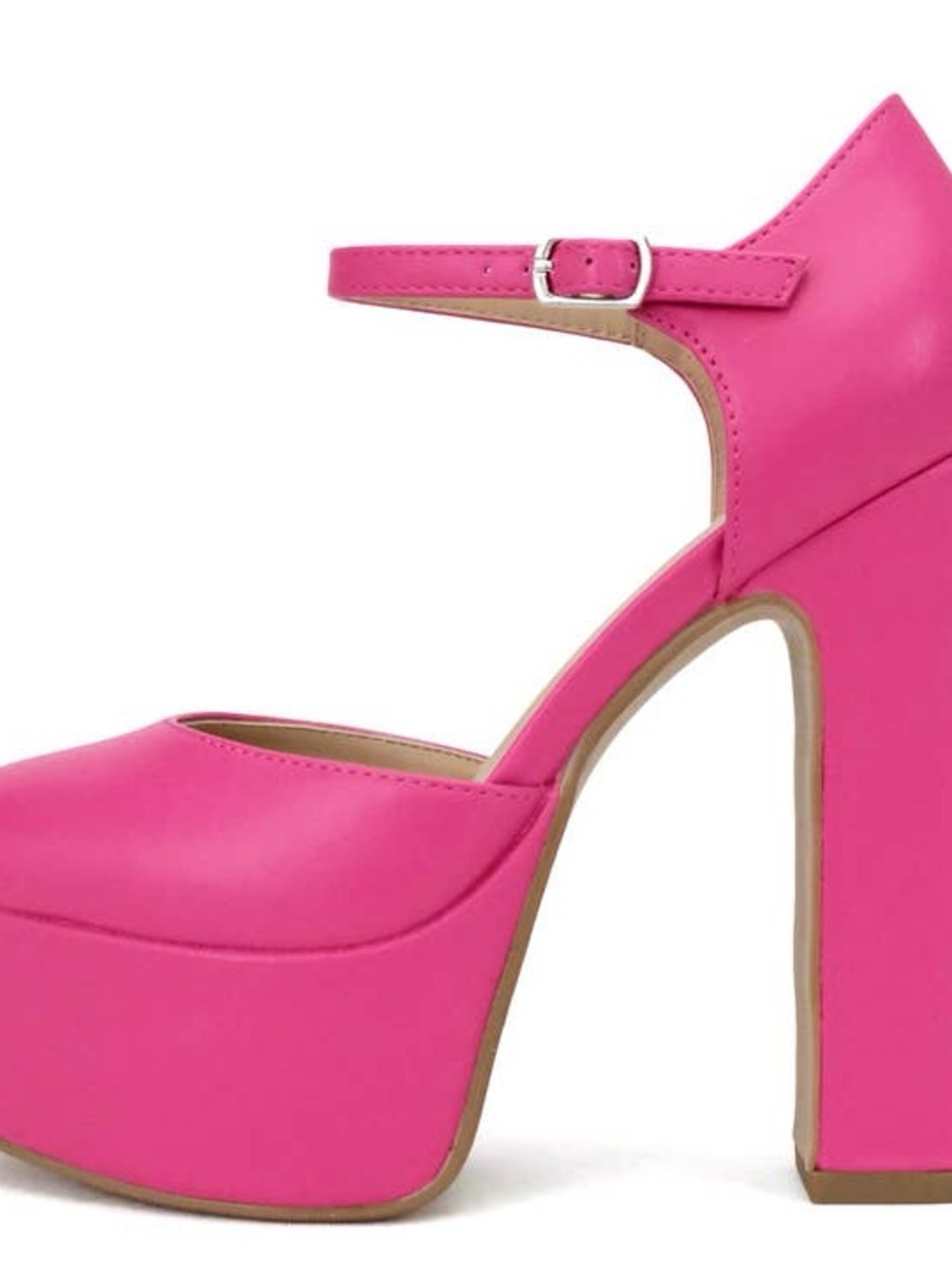 Pink Leatherette Platform Heels
